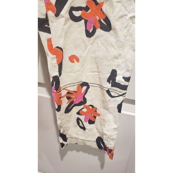 TANYA TAYLOR Margot Jumpsuit Womens 0 Ivory Orange Floral Linen Blend Pockets‎ - Picture 7 of 10
